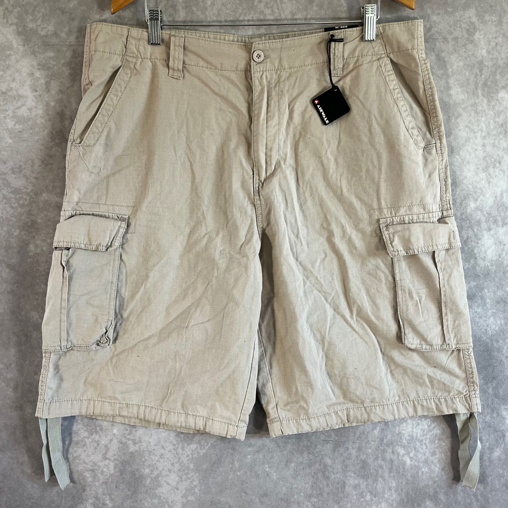 Airwalk Cargo‎ Shorts Mens 38 Platinum Stone Ripstop Cotton Summer Skater NEW